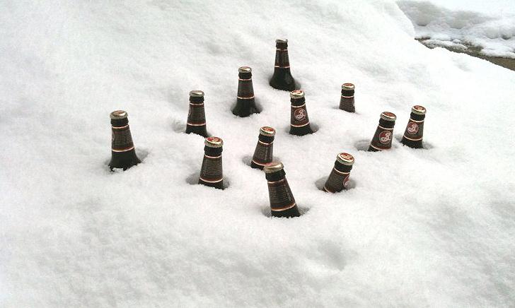 Bier in de sneeuw Bier in de sneeuw